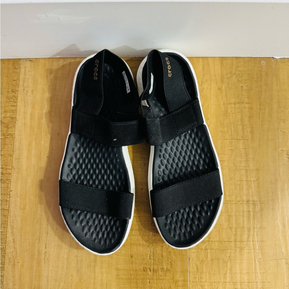 CROCS Black Sandal with White Trim